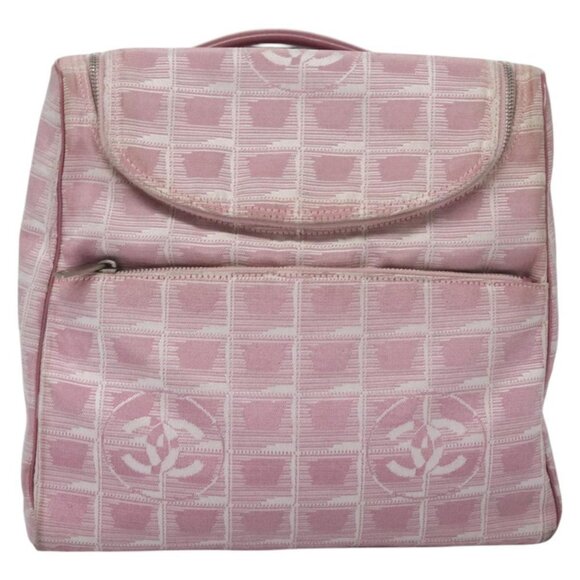 CHANEL New Travel Line Backpack Canvas Pink CC Auth BD376 - Picture 2 of 16